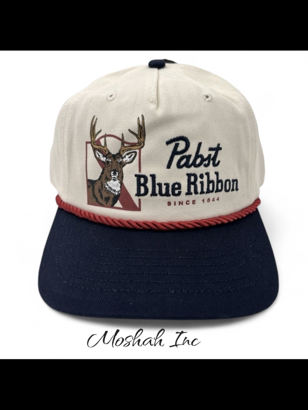 Pabst Blue Ribbon Beer Whitetail Deer Snapback Adjustable Hat New With Tags